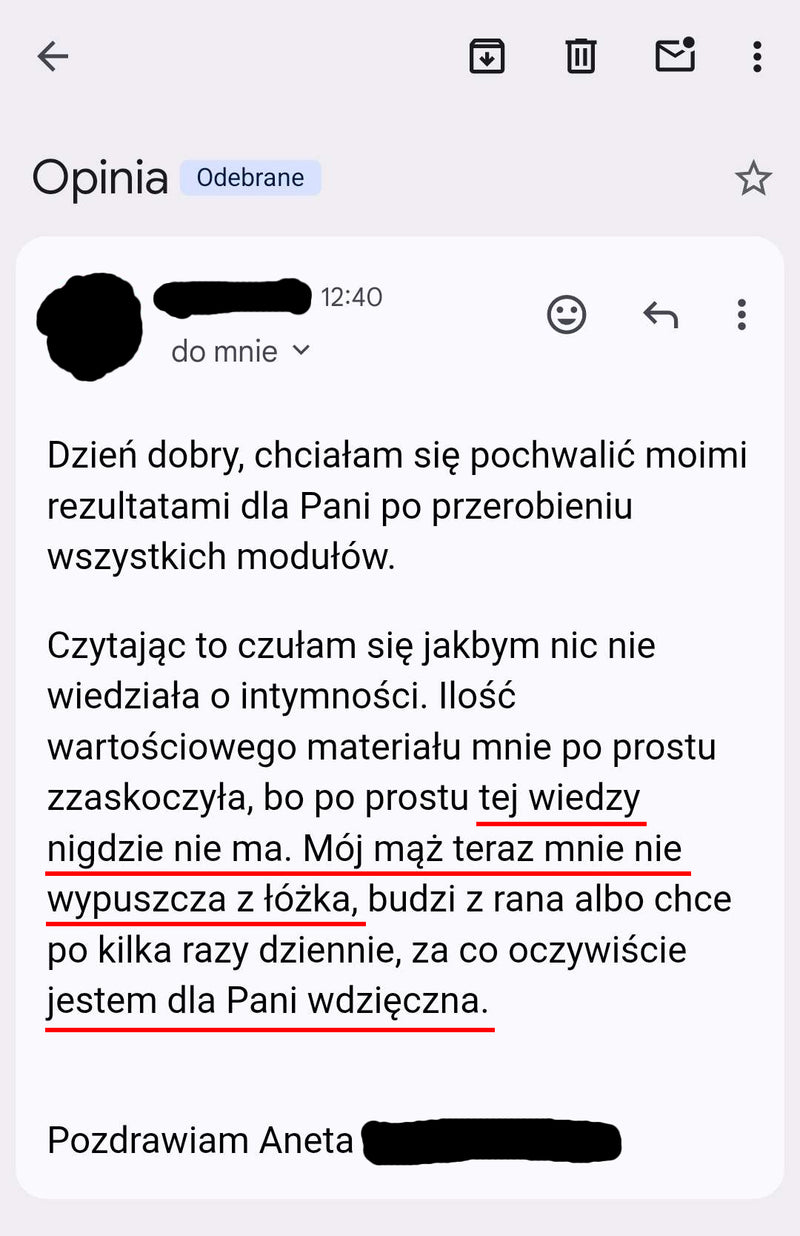 Opinia mailowa kursantki