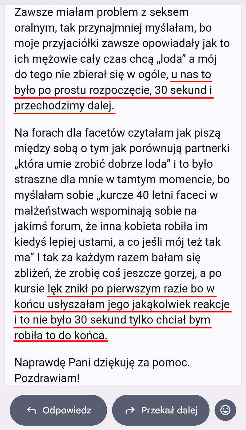 Opinia mailowa kursantki